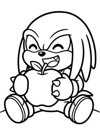 Desenho de Knuckles Eating a Fruit para colorir e imprimir grátis