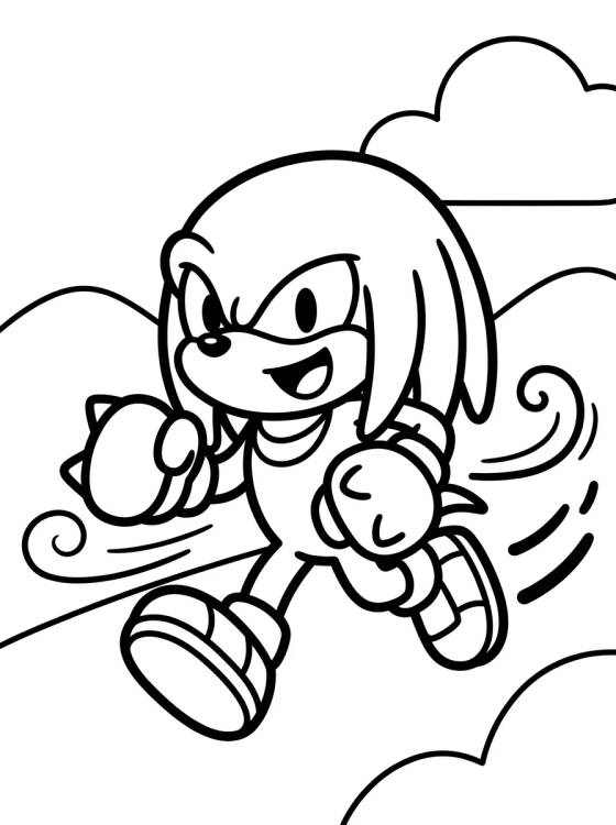 Desenho de Knuckles Running Happily para colorir e imprimir grátis