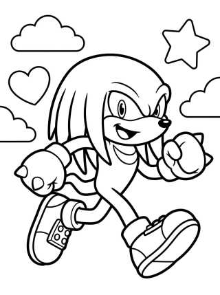 Desenho de Knuckles Running Fast para colorir e imprimir grátis