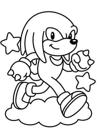 Desenho de Knuckles Running Happy para colorir e imprimir grátis