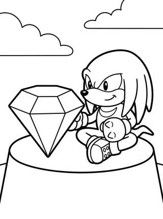 Desenho de Knuckles Guarding the Master Emerald para colorir e imprimir grátis