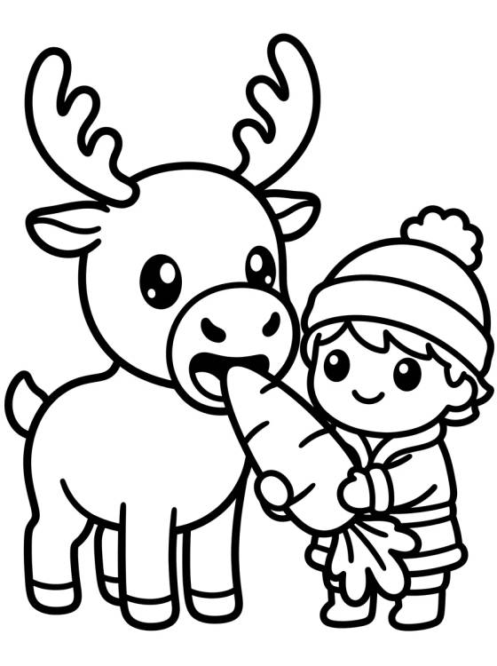 Desenho de Kristoff Feeding Sven a Carrot para colorir e imprimir grátis