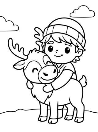 Desenho de Kristoff and Sven Hugging para colorir e imprimir grátis
