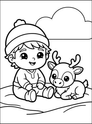 Desenho de Kawaii Baby Kristoff and Sven para colorir e imprimir grátis