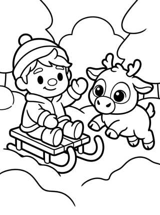 Desenho de Baby Kristoff and Sven Kawaii para colorir e imprimir grátis