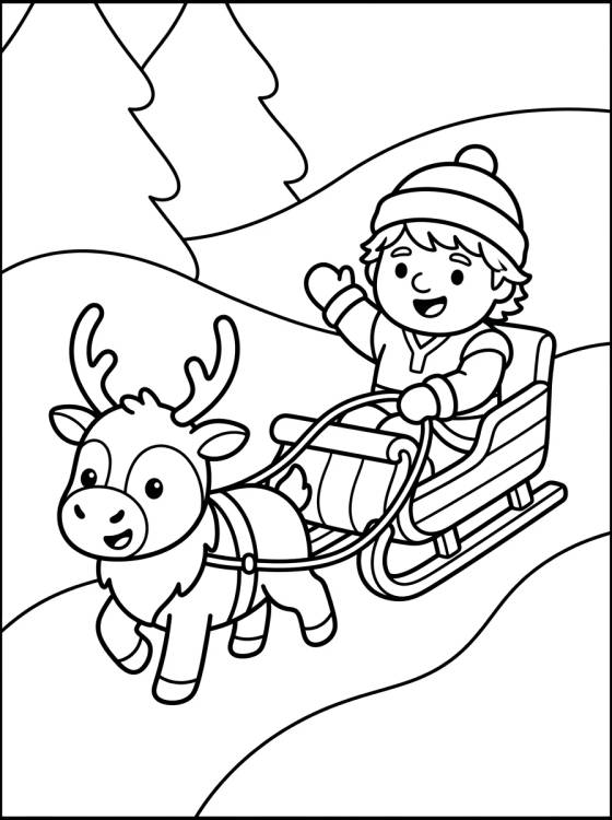 Desenho de Kristoff and Sven on the Sled para colorir e imprimir grátis