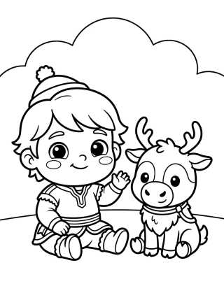 Desenho de Baby Kristoff and Baby Sven para colorir e imprimir grátis