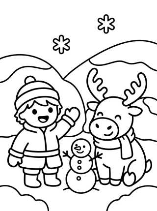 Desenho de Sven and Kristoff Playing in the Snow para colorir e imprimir grátis