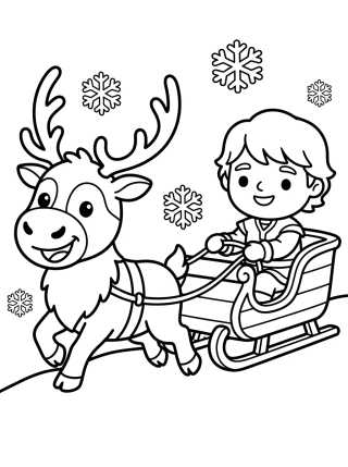 Desenho de Laughing Sven with Kristoff on the Sled para colorir e imprimir grátis