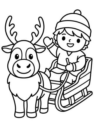 Desenho de Smiling Sven with Kristoff on Sleigh para colorir e imprimir grátis