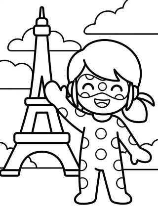 Desenho de Ladybug Waving in Paris para colorir e imprimir grátis