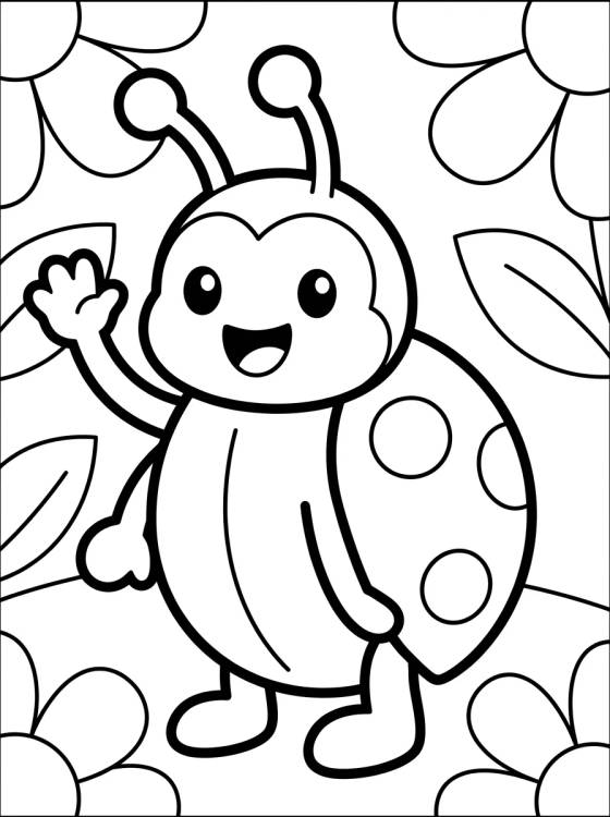 Desenho de Happy Waving Ladybug para colorir e imprimir grátis