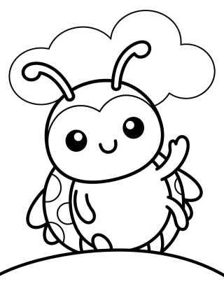 Desenho de Cute Waving Ladybug para colorir e imprimir grátis