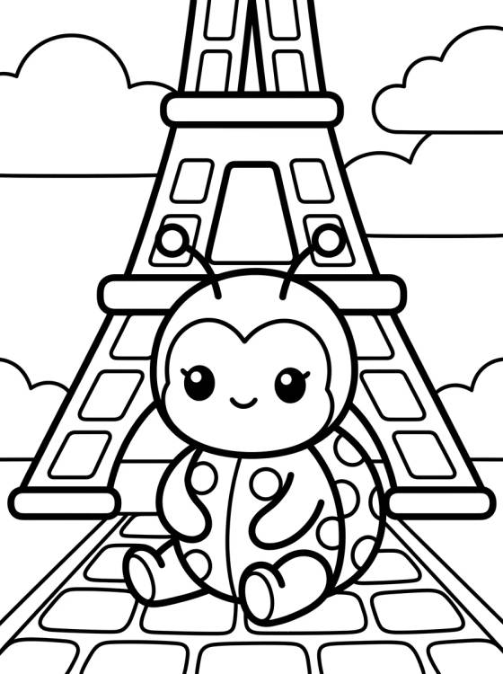 Chibi Ladybug in Paris para colorir Desenho de Chibi Ladybug in Paris para colorir e imprimir grátis