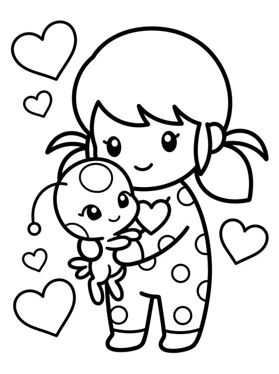 Ladybug with Tikki para colorir Desenho de Ladybug with Tikki para colorir e imprimir grátis