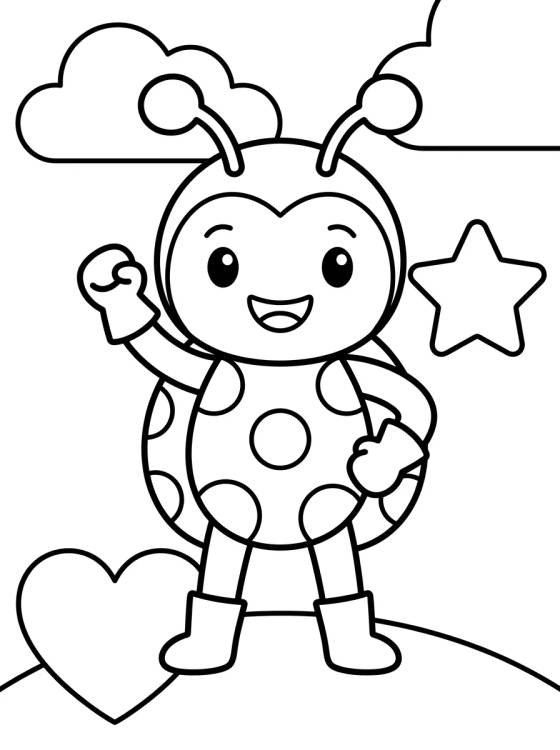 Desenho de Ladybug in a Cute Hero Pose para colorir e imprimir grátis