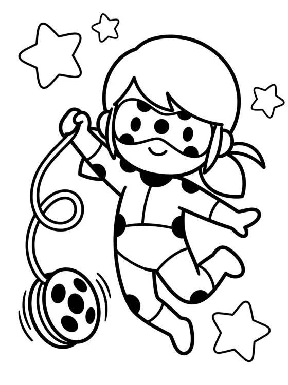 Desenho de Ladybug Throwing Her Yo-Yo para colorir e imprimir grátis
