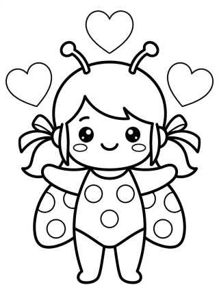 Desenho de Smiling Kawaii Ladybug para colorir e imprimir grátis