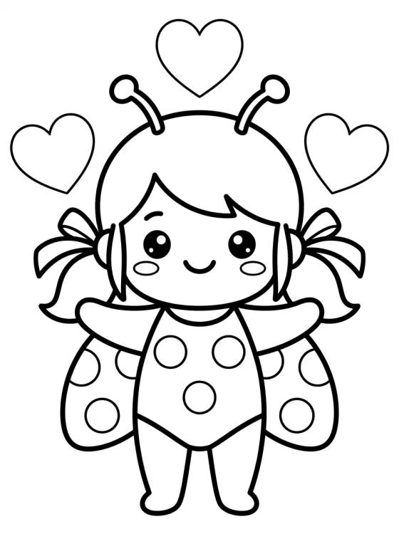 Desenho de Smiling Kawaii Ladybug para colorir e imprimir grátis