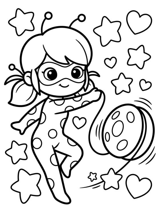 Desenho de Ladybug Using Her Magic Yo-yo para colorir e imprimir grátis