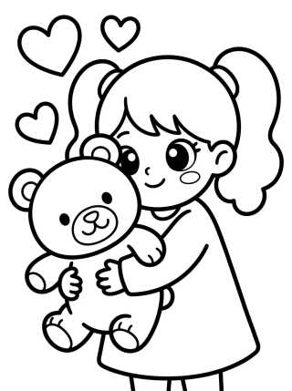 Desenho de Lila Hugging a Teddy Bear para colorir e imprimir grátis
