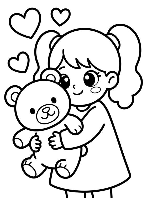 Desenho de Lila Hugging a Teddy Bear para colorir e imprimir grátis