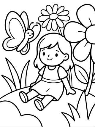 Desenho de Lila Playing in the Park with Flowers para colorir e imprimir grátis
