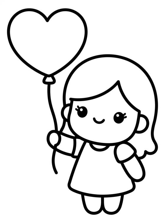 Desenho de Lila with a Heart Balloon para colorir e imprimir grátis
