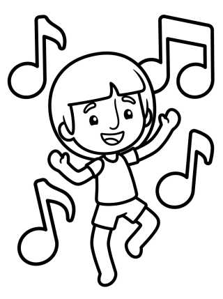 Desenho de Lila Dancing with Music Notes para colorir e imprimir grátis