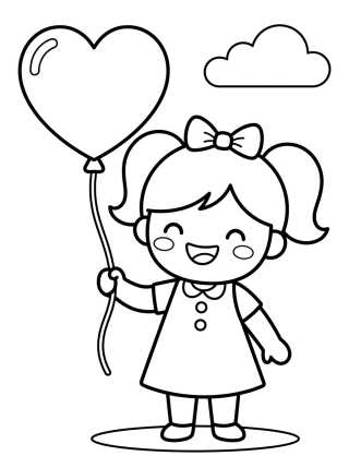 Desenho de Lila Holding a Heart Balloon para colorir e imprimir grátis