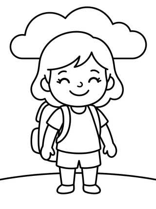 Desenho de Lila Smiling with Her School Backpack para colorir e imprimir grátis