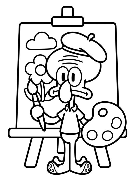 Desenho de Squidward the Artist Painting para colorir e imprimir grátis
