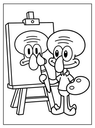 Desenho de Artist Squidward Painting para colorir e imprimir grátis