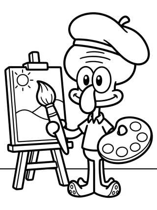 Desenho de Squidward the Artist Painter para colorir e imprimir grátis