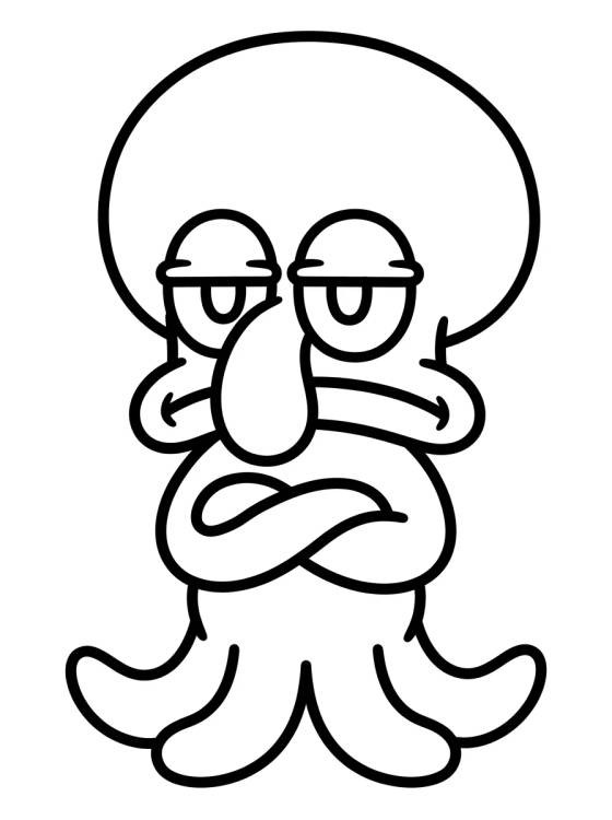 Desenho de Cute Squidward with Crossed Arms para colorir e imprimir grátis