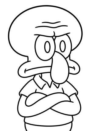 Desenho de Cute Squidward Crossing His Arms para colorir e imprimir grátis