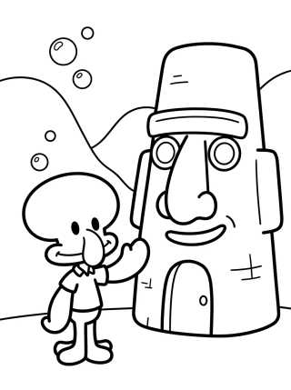 Desenho de Squidward at his Moai House para colorir e imprimir grátis
