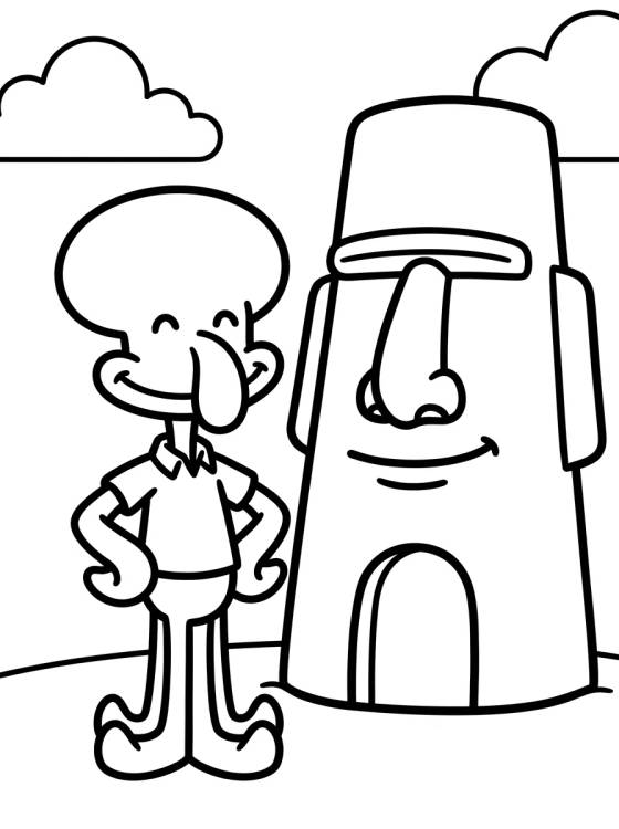 Desenho de Squidward at His Moai House para colorir e imprimir grátis