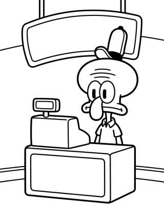 Desenho de Squidward at the Krusty Krab para colorir e imprimir grátis