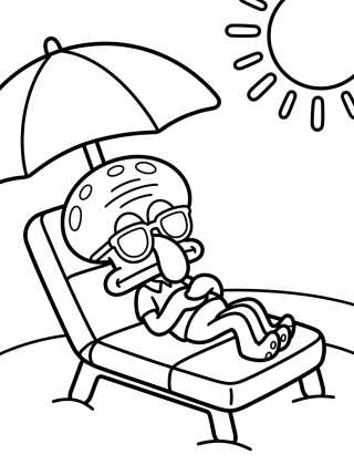 Desenho de Squidward Relaxing in the Sun para colorir e imprimir grátis