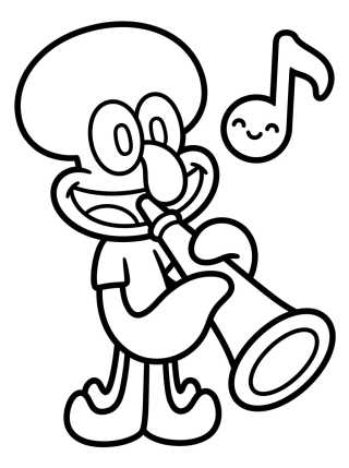 Desenho de Squidward Playing the Clarinet para colorir e imprimir grátis
