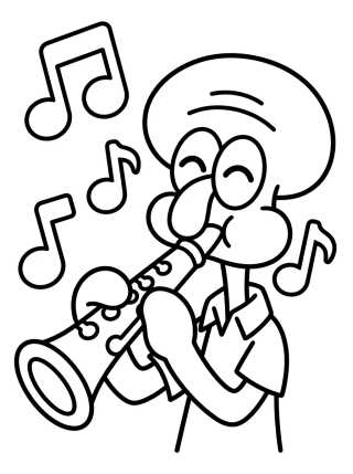 Desenho de Squidward Playing the Clarinet para colorir e imprimir grátis