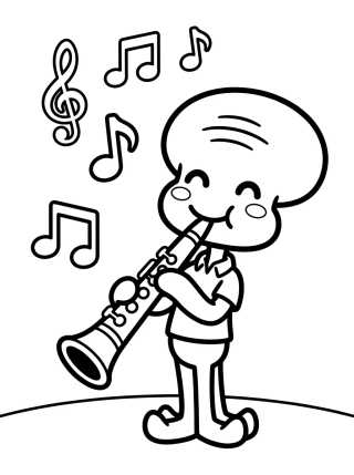 Desenho de Squidward Playing the Clarinet para colorir e imprimir grátis
