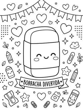 Desenho de Fun Kawaii Eraser para colorir e imprimir grátis
