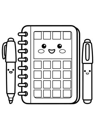 Desenho de Smiling Notebook with Markers para colorir e imprimir grátis