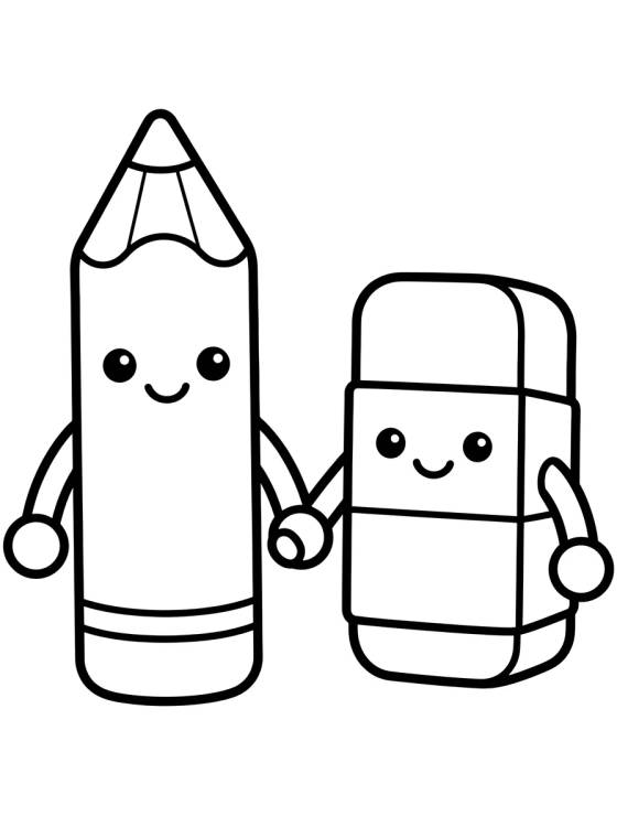 Desenho de Little Pencil and Eraser Friends para colorir e imprimir grátis