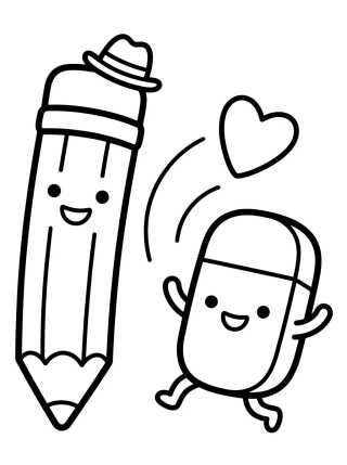 Desenho de Pencil and Eraser Best Friends para colorir e imprimir grátis