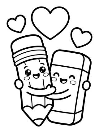 Desenho de Pencil and Eraser Besties para colorir e imprimir grátis