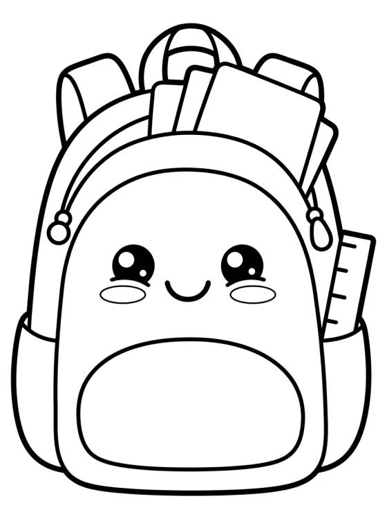 Desenho de Cute Kawaii School Backpack para colorir e imprimir grátis