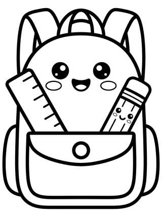 Desenho de Smiling Backpack and Supplies para colorir e imprimir grátis